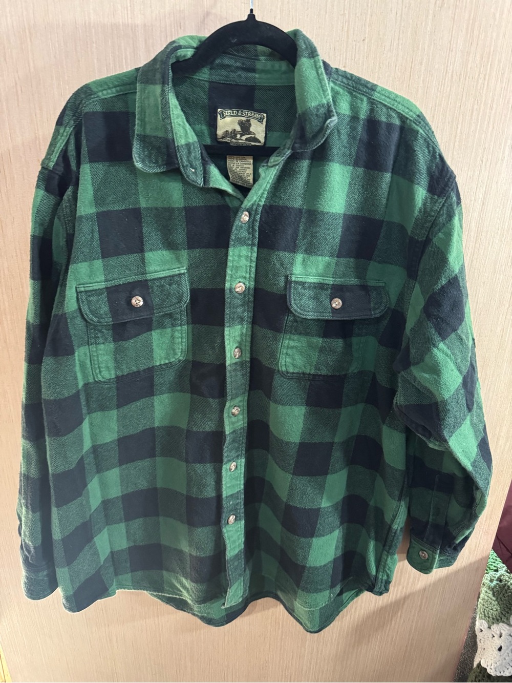 Field & Stream Green and Black Buffalo Plaid Button-Up Shirt Size XXL